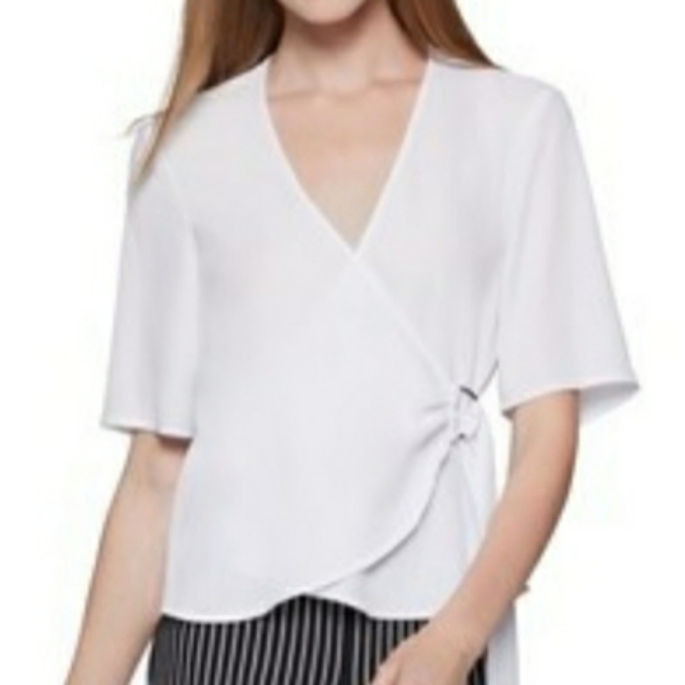 BCGB Lovely Brand New White Wrap Top. Size L. NWT.